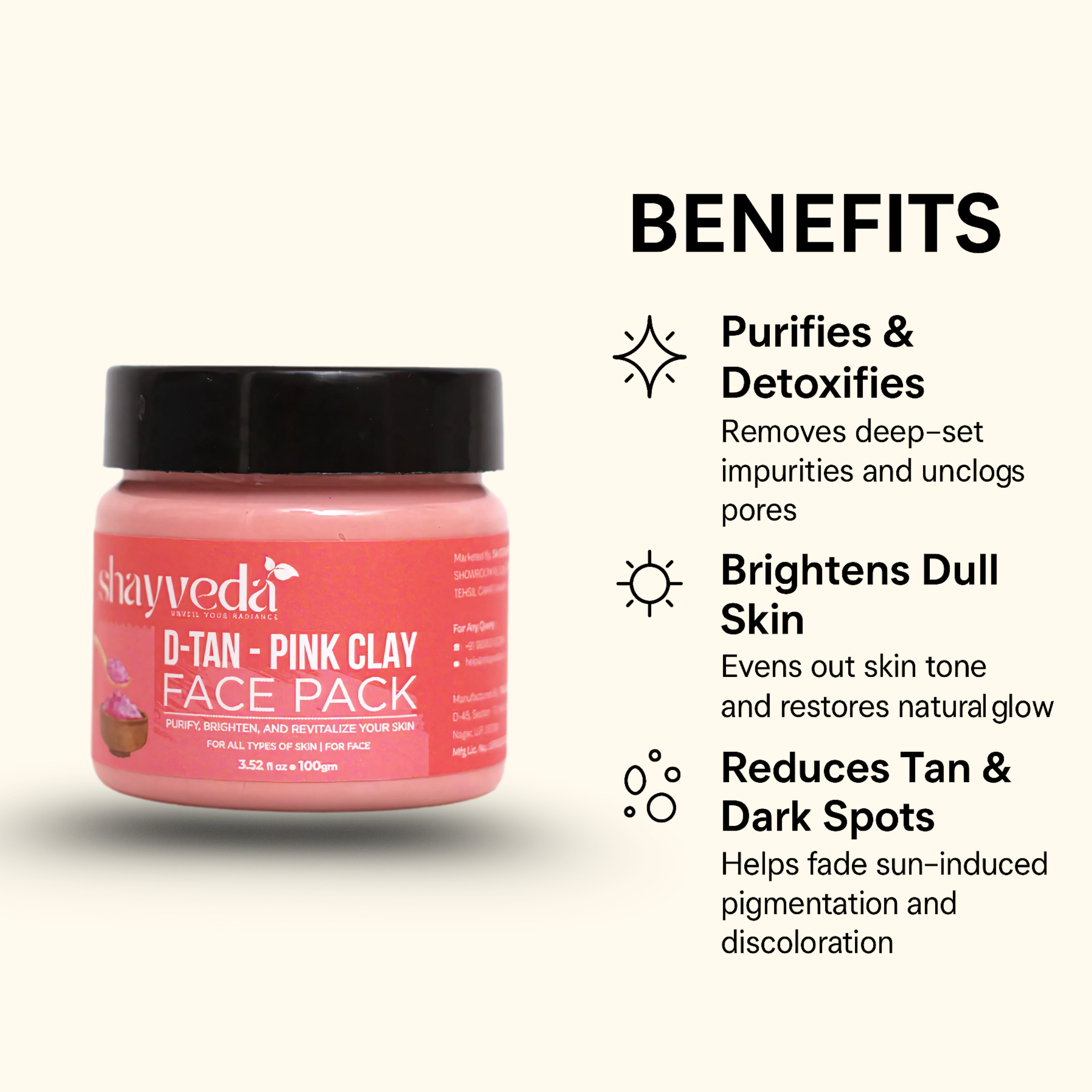 DETAN + PINK CLAY FACE PACK 100GM